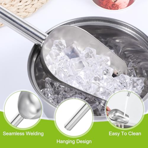 12 Pcs Premium Ice Scoop for Freezer, Multipurpose Metal Ice Scoop for Ice Machine - Stainless Steel Small Ice Scooper for Ice Bucket - Kitchen Gadgets Cookie Flour Pet Dog Food Scoop - Thumbnail 3