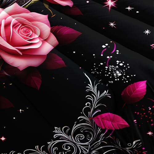 Image of AILONEN Pink Roses Heart Comforter Set Full Size,Romantic Floral Pattern Bedding Set for Teens Girls Women,3-Piece Flower Decor Quilt with 2 Pillowcases
