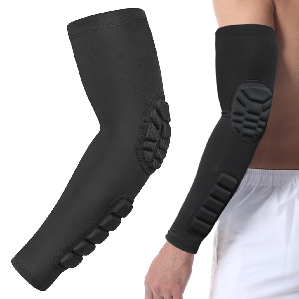 Proberos® 1Pcs Arm Sleeve with Padded, Sun Protection Sleeves for Men, Elbow Forearm Protector Sleeve Arm Protective Support Breathable Forearm for Playing Basketball, Volleyball, Skateboarding, XL