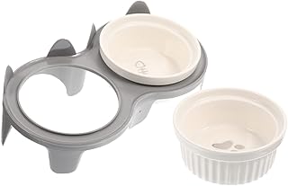 Mipcase 1 Conjunto De Tigela Dupla De Cerâmica Para Gatos Tigela Elevada Para Animais De Estimação Tigela De Água Adorável Tigela Adorável Para Animais De Estimação Tigela Para Cães