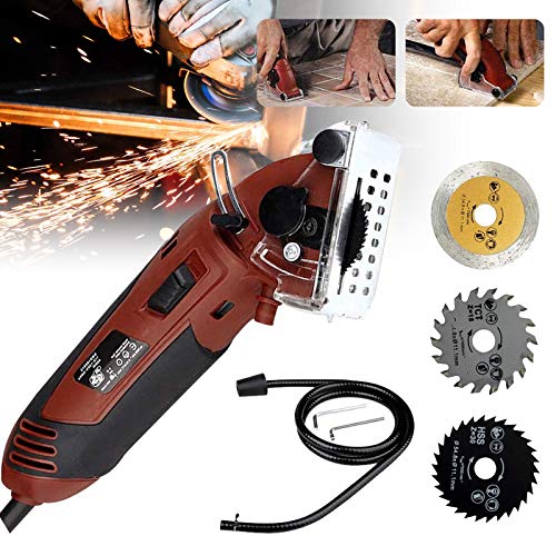 Electric Mini Laser Circular Saw Hand Held Grinder Cutting Tool Kit w/ 3 Blades - Thumbnail 6