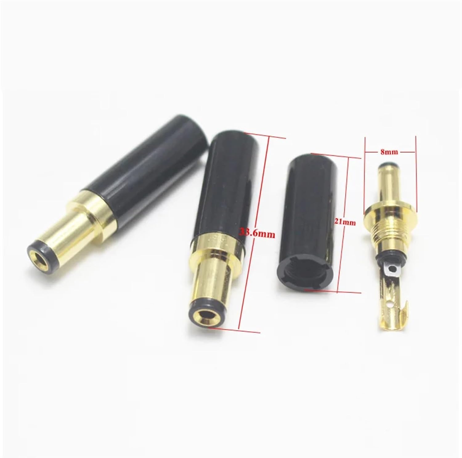 10Pcs DC Power Gold Plated 5.5 x 2.5/5.5 x 2.1/3.5 x 1.35/4.0 x 1.7 mm Male Jack Connector(4.0x1.7mm)