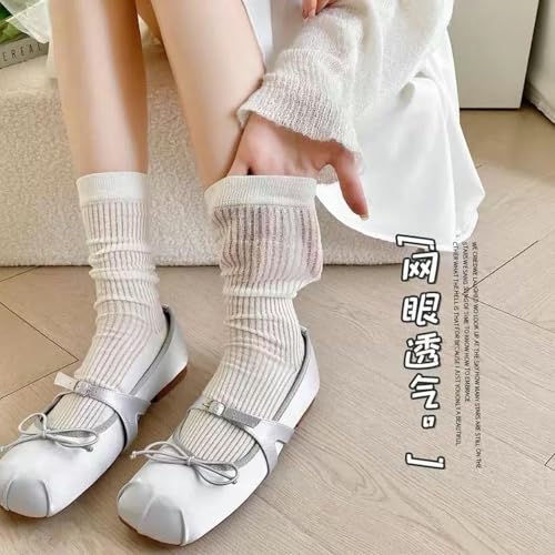 3 pairs - summer ultra-thin ballet solid color mid-tube versatile breathable pile socks3