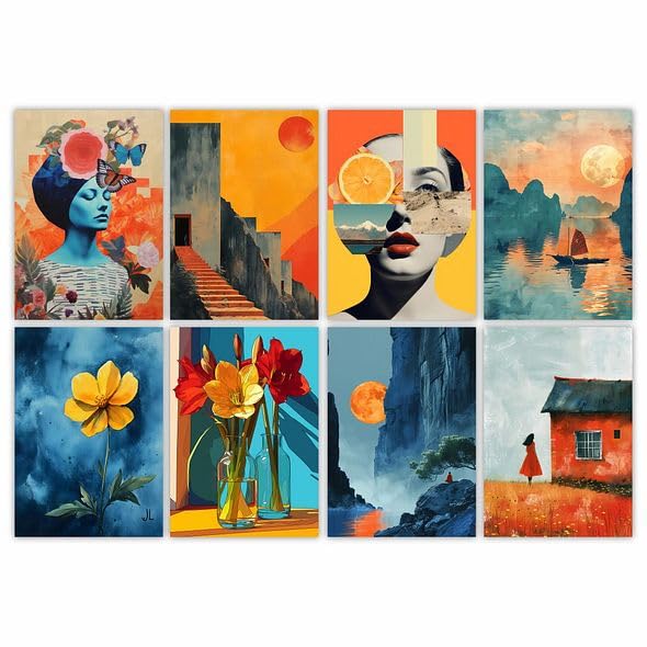 Image of CVANU Aesthetic Beautiful Girl & Flower Design Picture Printed 8pcs Wall Art Collage Kit Posters With Glue Dot Tape for Living Room| Office| Bedroom| Office| Walls Decorative Item (8.2inch X 11.6inch) 371