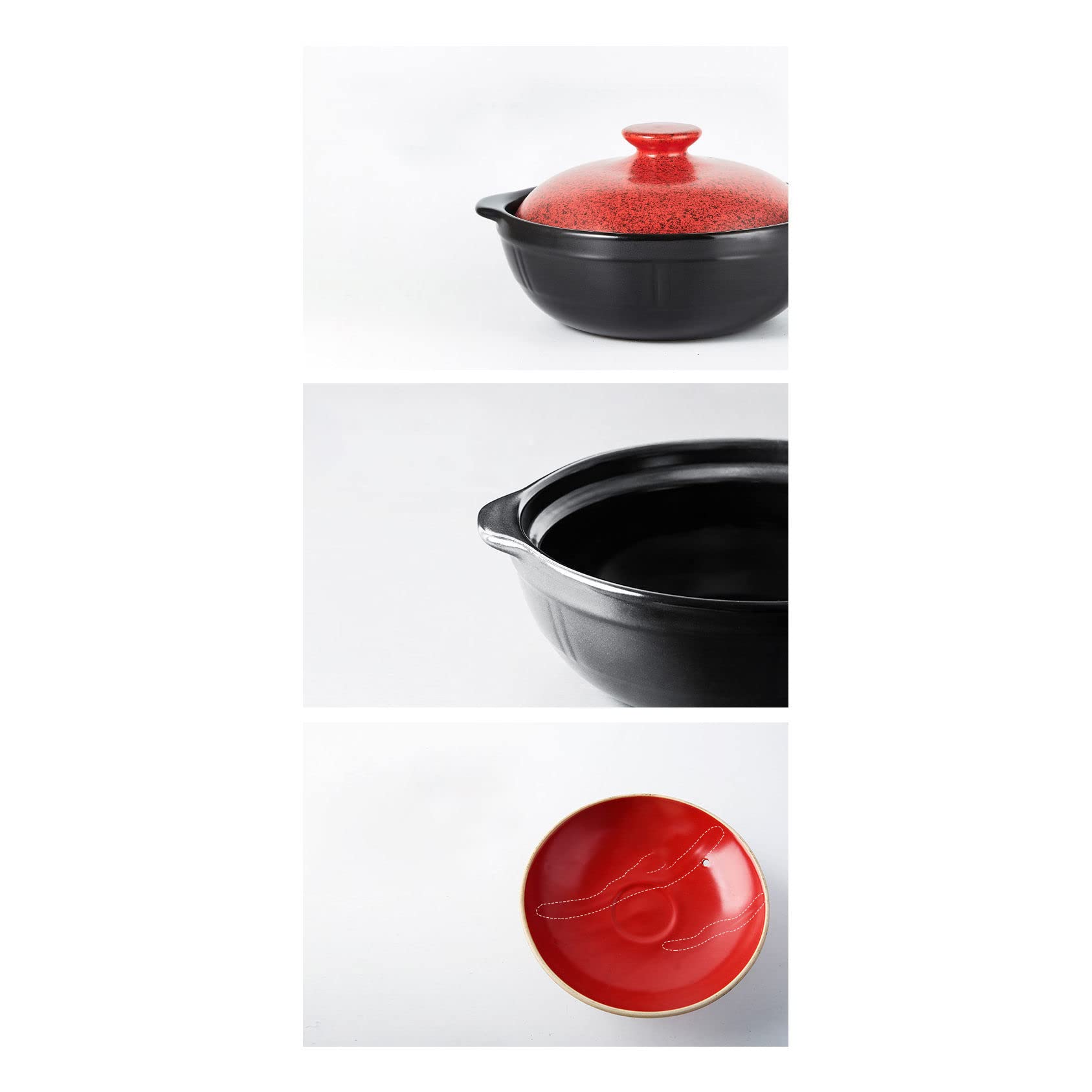Pentola In Ceramica E Argilla Da 3,5 L, Casseruola Tradizionale Con Coperchio, Per Zuppe E Riso, Adatta A Gas E Piano Elettrico - 5