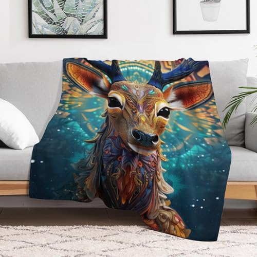 Couverture polaire cerf chaude et légère pour lit plaid canapé douillet 100x130cm - 3