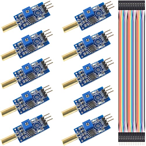 tilt sensor switch - DKARDU 10 pcs Angle Sensor Module SW-520D Golden Ball Switch Tilt Sensor Module with Dupont Cable for Arduino