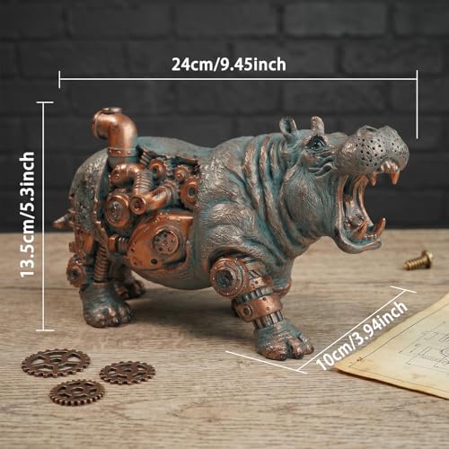Figura de Hipopótamo Steampunk Decorativa miniatura 4