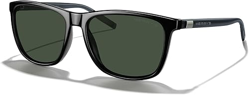Miniatura 69 de MERRY'S S8286 Lentes de sol polarizados de aluminio, unisex, estilo de época, para hombres y mujeres 0c03 Marco negro/lente de espejo verde/patillas