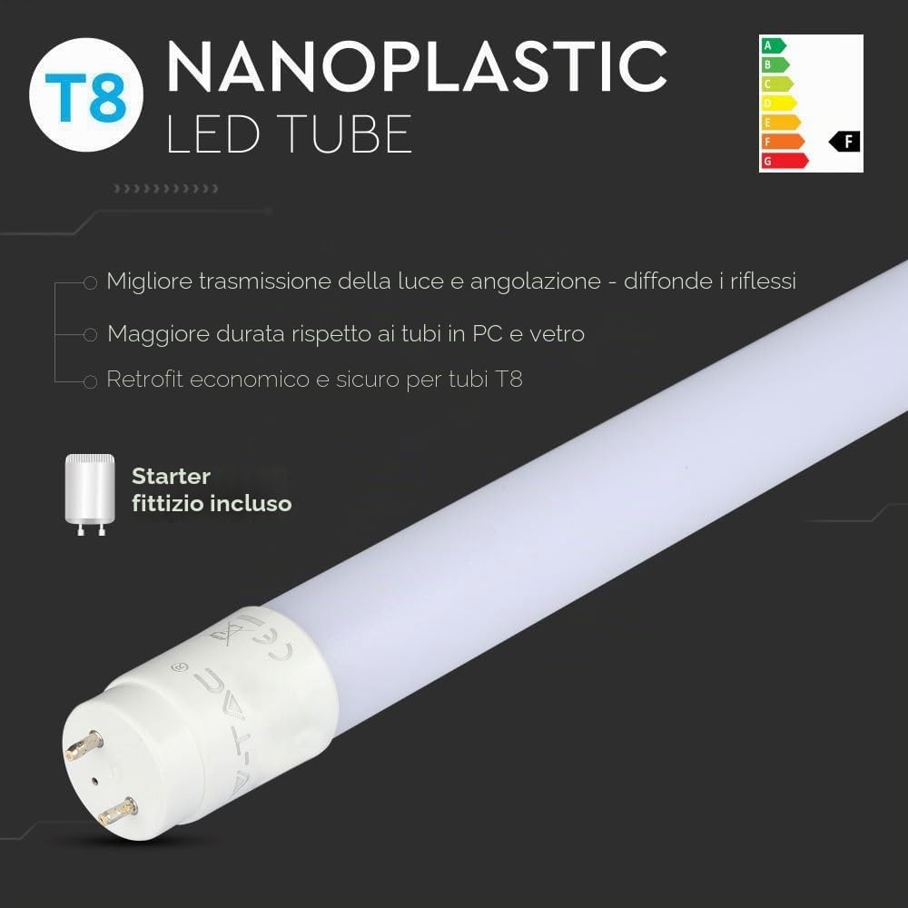 5 Pezzi ZoneLED SET - 150cm Tubo Neon LED - T8 G13-22W (sostituito tubo gas 58W) - Luce Bianca 6400K - 2000 lm - Angolazione fascio luce >160°