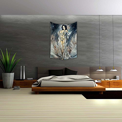 Image of ArtzFolio The Girl Vampire Canvas Fabric Painting Tapestry | Wall Art Hanging 24.2 x 34.2 inch (61 x 87 cms)