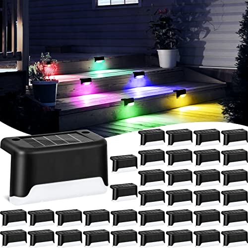 Tuanse 36 Pack Solar Deck Lights Outdoor Solar Step Lights Waterproof Outdoor Lighting Solar Fence Lights Outdoor Step Lights For Pool Garden Wall Patio Yard Porch (Multi Color) #TOP26