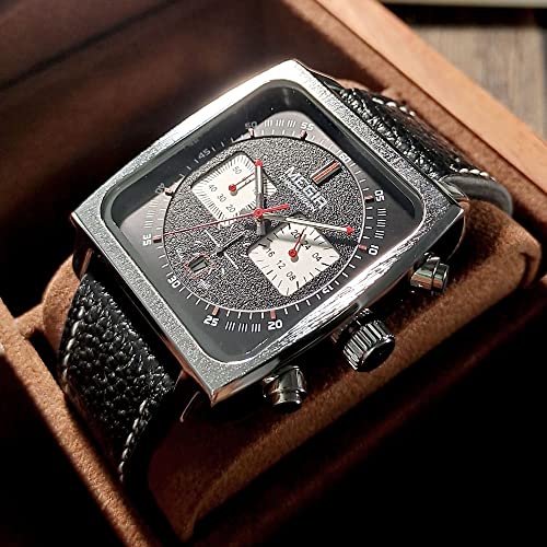 Megir Casual Quartz Watches For Men Leather Strap Waterproof Luminous Chronograph Wristwatch With Date 24-Hour Indicator Silver Black 2182 #TOP2