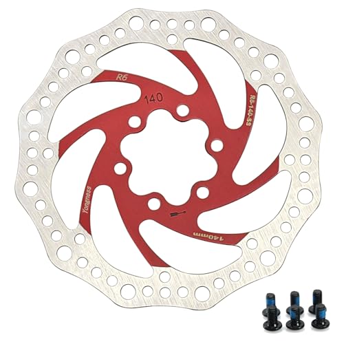 Yongness Bicycle Brake Disc 140mm 160mm 180mm 203mm Bicycle Disc Brake Disc with 6 Screws Suitable for Road Bikes Mountain Bike BMX MTB (Red 203mm)