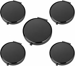 5-Pack Black Compact Mirrors - Shatterproof Stainless Steel Pocket Mirror - Double-Sided 1X/2X Magnifying Travel Makeup Mirror for Wedding Favors, Bridesmaid Gifts