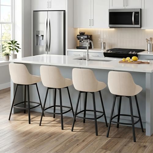 Zesthouse Set of 4 Linen Upholstered Bar Stools