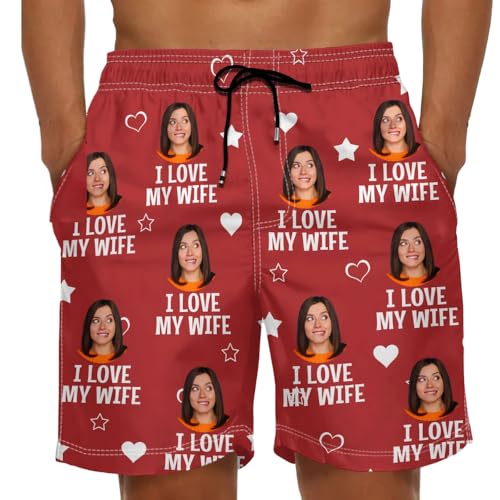 I Love My Wife, Custom Photo Men Beach Shorts, Funny Beach Shorts with Wife's Face, Funny Husband Swimming Trunks, Swim Short for Men, Summer Vacation Gift, Gifts for Husband, Boyfriends White I Love My Wife, Custom Photo Men Beach Shorts, Funny Beach Shorts with Wife's Face, Funny Husband Swimming Trunks, Swim Short for Men, Summer Vacation Gift, Gifts for Husband, Boyfriends White
