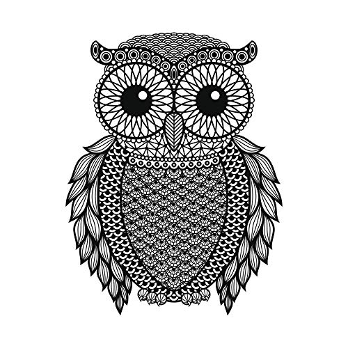 Black and White Detailed Pattern Owl Round Metal 0.75" Lapel Pin Hat Shirt Pin Tie Tack Pinback2