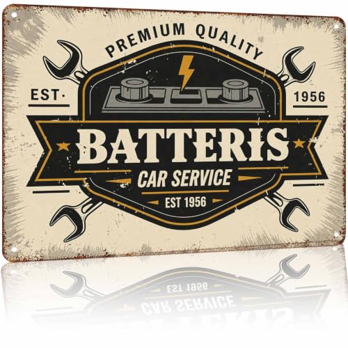 Vintage Car Battery Service Aluminum Metal Sign 8 x 12 Inch