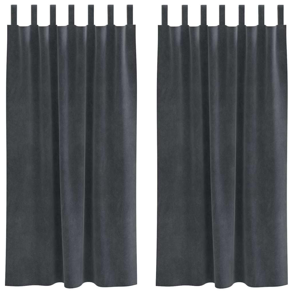Cortinas opacas de terciopelo gris claro, 2 unidades, 140 x 175 cm, cortinas con trabillas de tela para sala de estar, dormitorio, prácticas cortinas para tranquilidad y privacidad