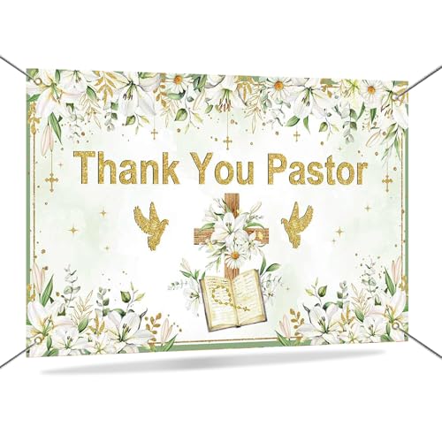 Mocsicka Pastor Appreciation Banner Backdrop Thank You Pastor Backdrop Decorations for Church Green We Appreciate You Banner Background Decorations Photo Booth Props 70.8x43.3(inch)