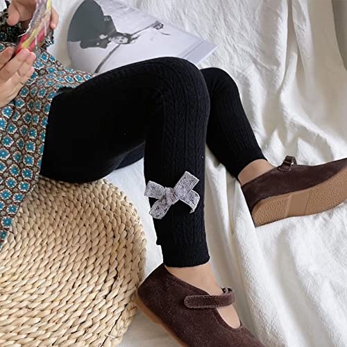 KAGAYD Toddler Winter Autumn Girls Cable Knit Leggings Stockings Pants Warm Bowknot Trousers for Babys Clothes3