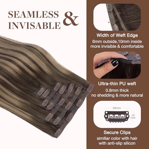Image of GOO GOO Seamless Clip in Hair Extensions Real Human Hair Remy Extensions
