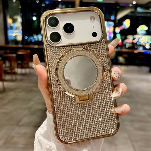 Coque miroir iPhone 16 Pro Max avec support invisible et finition diamant