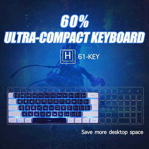 Image of abucow Gaming Keyboard Minimalist Portable Wired Ultra-Compact Mini Imitation 61 Keys RGB Backlit Keyboard