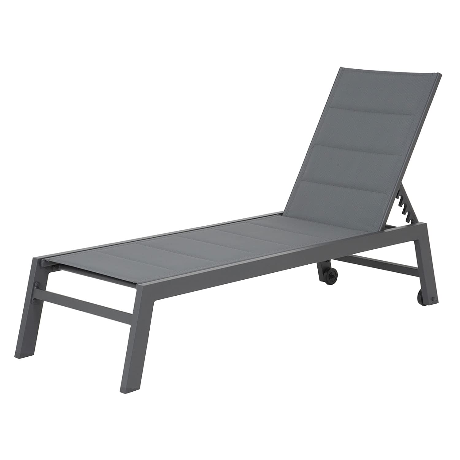 Tumbona Barbados en textilene Gris – Aluminio Negro