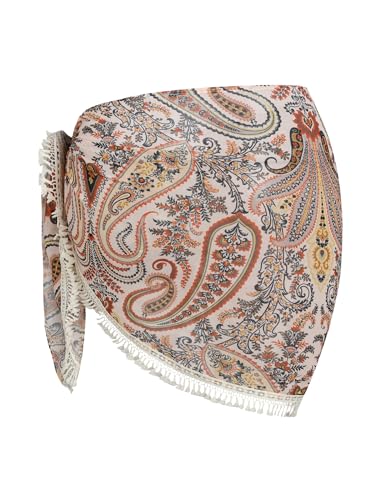 Image of ZAFUL Sarong Coverups for Women Tie Side Bathing Suit Cover Up Mini Skirt | One Size Fits Everybody, Multi-wear Styling, Zig Zag Crochet Openwork, Texture, Floral, Stars, Striopes Swimwear Coverup