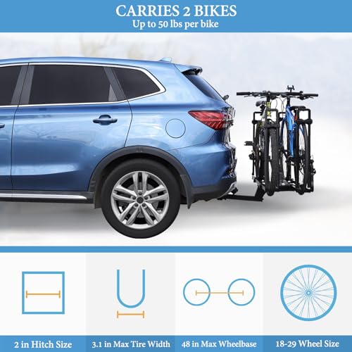 Gathersky 201 Hitch Bike Rack 2-Bike Folding Hitch Mount Rack (2-Inch Receiver) Bike Carrier With 2 Arms Hitch Mount Bicycle Rack thumb #3