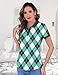 LOMON Women's Golf Shirts Ladies Collared Polo Tops Lightweight Quick Dry Workout Clothing 2025 Summer Outfits Green Plaid XL