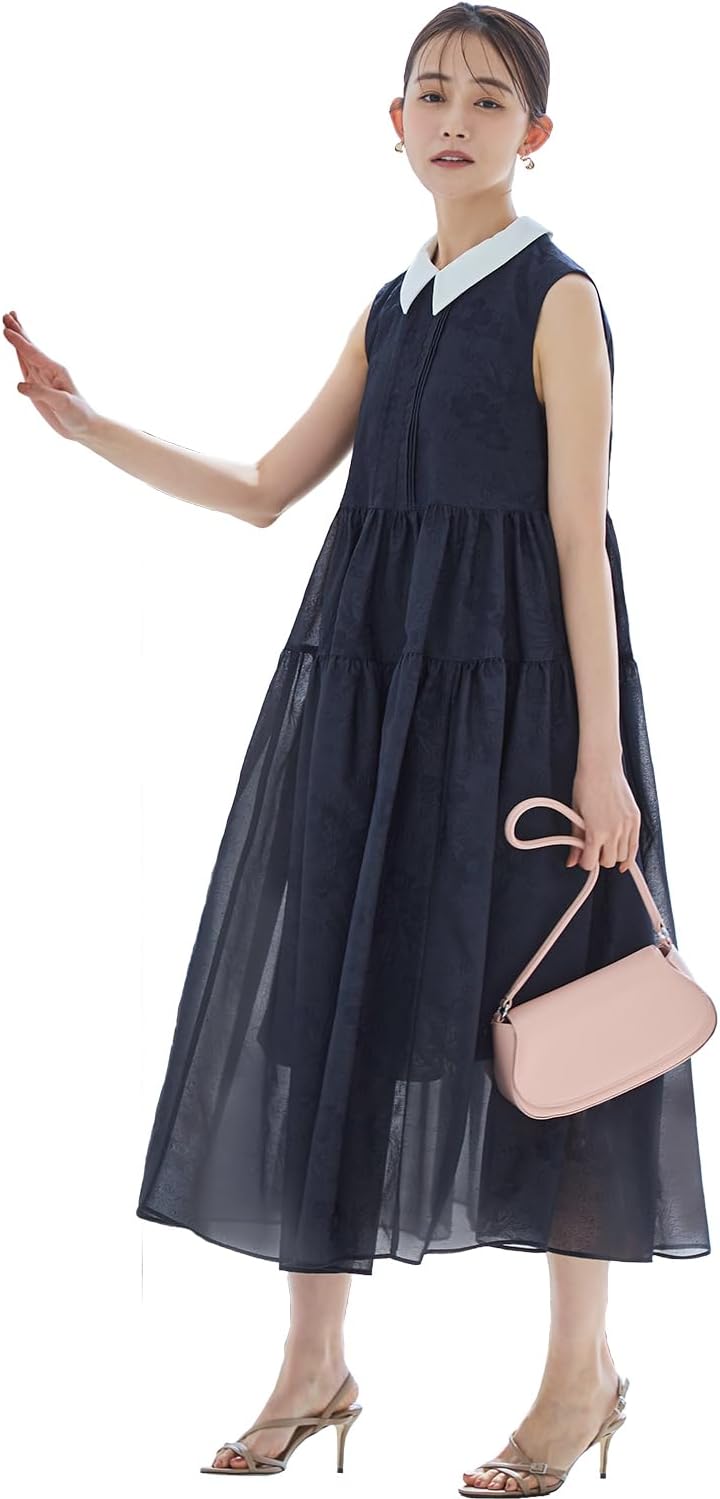 美品】ヨーコチャン ワンピース 袖フリル ドレープ ストレッチ