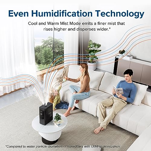 Image of Levoit 6L Smart Warm & Cool Mist Humidifiers for Home Bedroom,60H Runtime & Auto Customized Humidity for Large room,Schedule,Easy Top Fill,Essential Oil Diffuser,Whisper-Quiet,Handle,Black (Pack of 2)