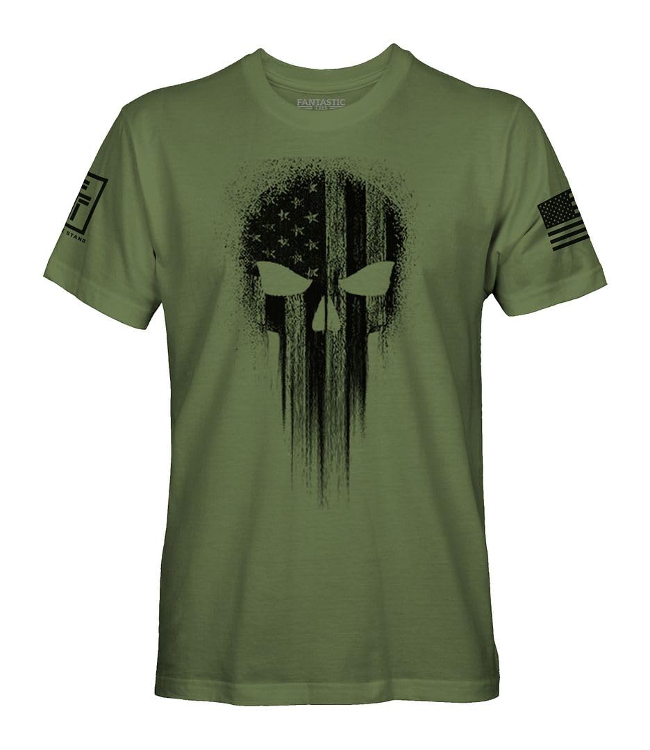 USA American Skull Men’s Patriotic T-Shirt