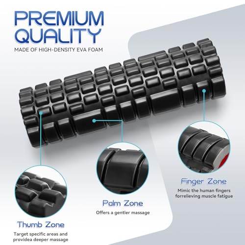 Krightlink Foam Roller High Density Foam Roller Set for Deep Tissue Muscle Massage, 18