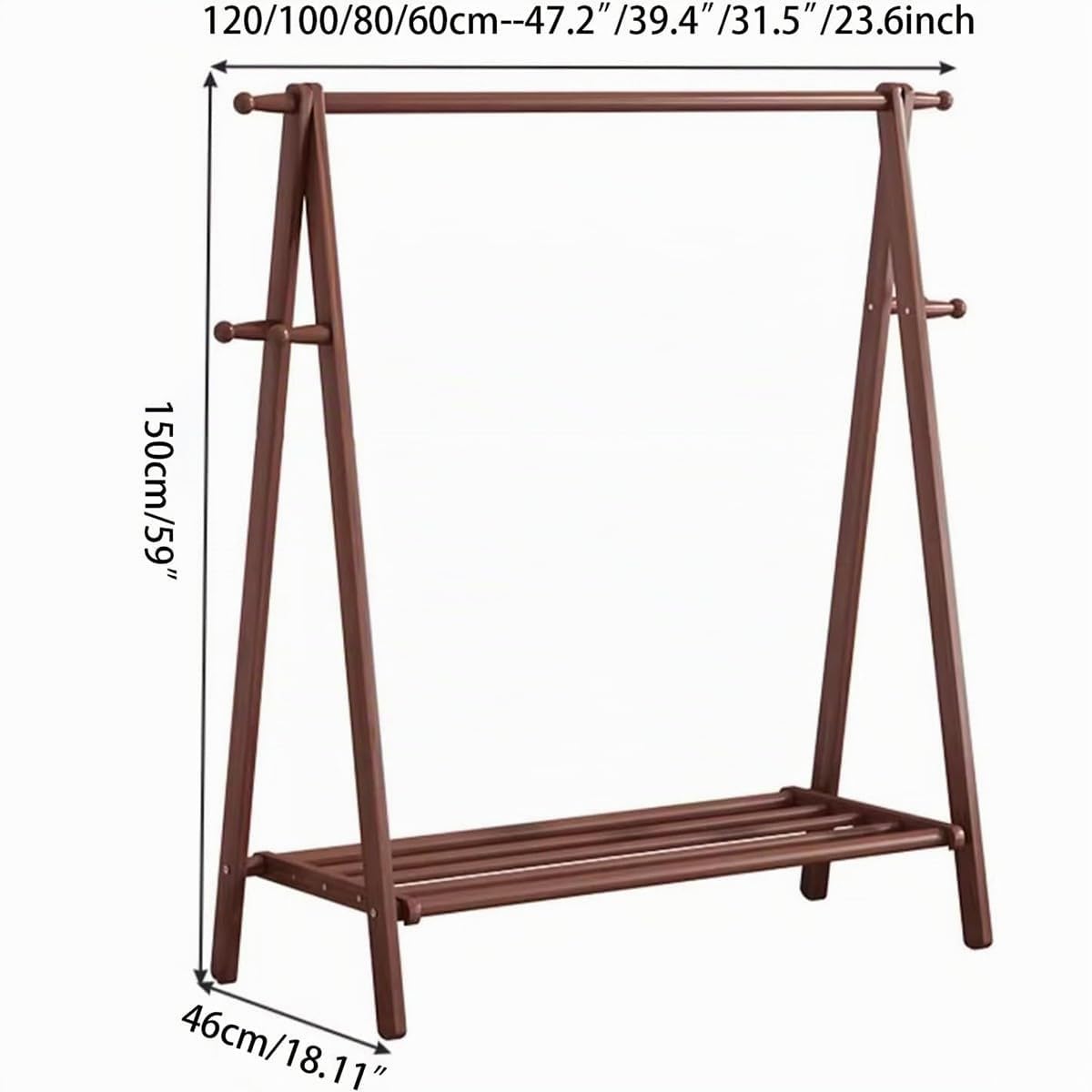Perchero de Madera Maciza Plegable Grande, Perchero de Pie con Estante De Almacenamiento, 4 Ganchos, para Dormitorio Pequeño Apartamento Cuarto de Invitados Laundr, Haya Natural