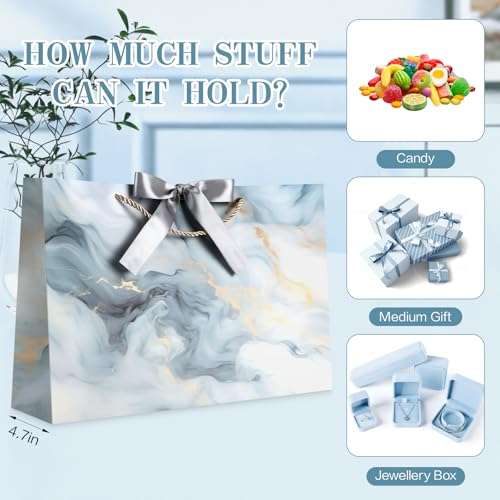 Image of JMANNI Gift Bags, Mothers Day Gift Bags with Ribbon, Portable Paper Gift Bag, Marble Pattern, for Any Occasion, Including Valentines Day Baby Shower Birthday Party Wedding Mothers Day(LP11-DLS03-L