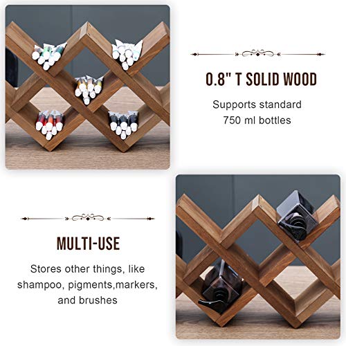 Welland Wood Countertop Wine Rack, Rustic Tabletop Wine Holder, 7 Bottle Wine Holder, Minimal Assembly Required | 21.25" W X 4" D X 11.5" H #TOP3