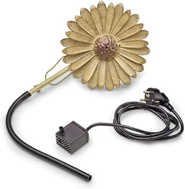 Gänseblümchen Wasserspeier Set - Metall Wasserspiel mit Pumpe für Teich (200 l/h)