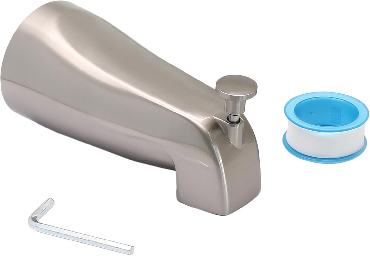Luomorgo 1 Pc Bath Tub Spout with Diverter, Brushed Nickel Tub Spout Universal Fits 1/2" Copper Water Pipe, Bathroom Shower Bathtub Faucet Spout with Hex Wrench, Thread Tape
