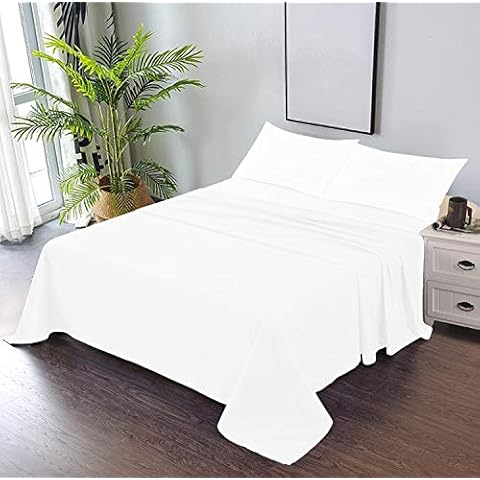 TREND BEDDING MART 1PC Solid Flat Sheet Smooth Touch Hotel Quality 100% Egyptian Cotton Perfectly Fit for Oversize and Extra Height King Bed 108 Inch x 112 Inch White Solid 600 Thread Count Cover