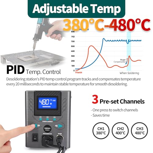 YIHUA 948D-I desoldeerstation, soldeerstation met slaapmodus, EU-stekker - Afbeelding 4