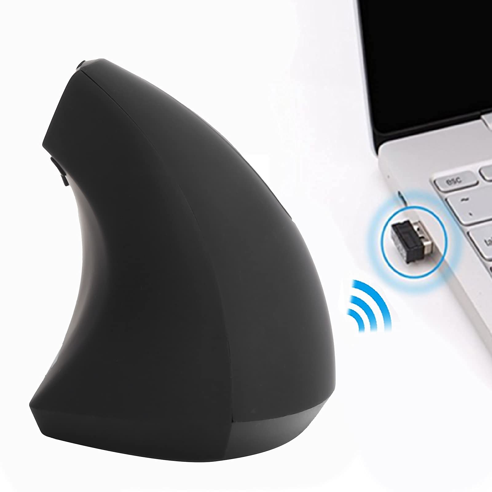 Optical Vertical Mouse, 6 Keys 5th Gen Ergonomic Right Hand Gaming Office Computer Mice 2.4GHz Wireless Mouse DPI 800/1200/1600(Black)