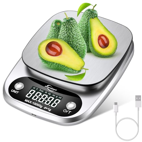 La Mejor Selección de bascula de cocina walmart para comprar online. 44 DANWIRT Báscula Digital de Acero Inoxidable para Cocina - Báscula de Cocina USB Recargable con Pantalla LCD y Función de Tara (10 kg/22 lb)