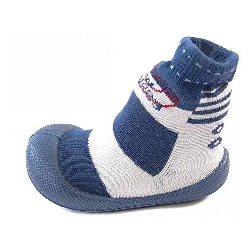 MEIA COM SOLA COMFORT BRANCO/AZUL DENIN 829132000 TAMANHO:18;COR:BRANCO