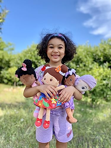 Image of OUOZZZ Soft Plush Baby Doll 12.6 Inch, Brown Skin Snuggle | Perfect Birthday Toy & Gift for 1 Year Old Girls, Cuddly Companion Suitable for Infants & Toddlers