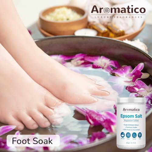 AROMATICO- Premium Grade Epsom Bath Salt Crystal for Body & Foot Spa. Natural therapy for Muscle Relief, Pain, Aches and detox. 100% Pure & Unscented 900gm - Image 4