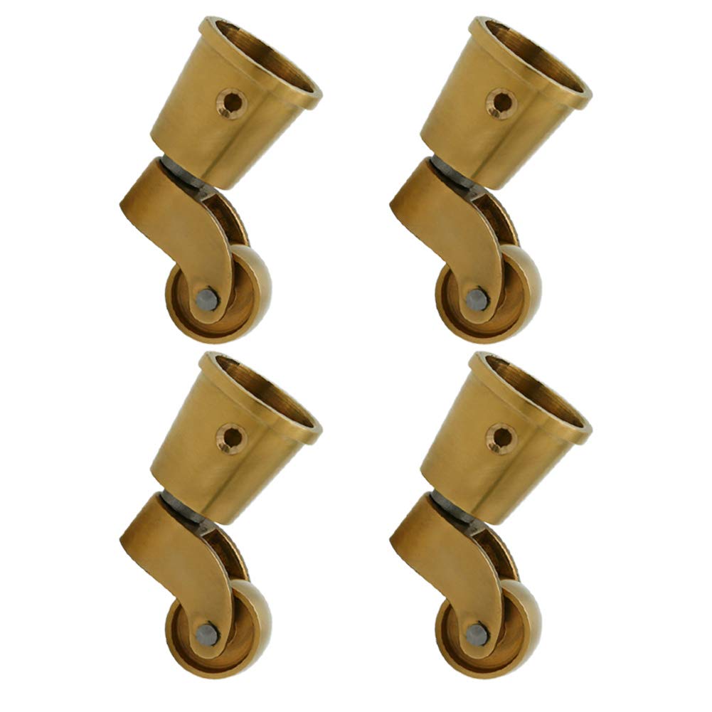 4 Roulettes En Laiton Vintage Antique 1,5 Pouce à Toute éPreuve Roulettes En Cuivre Coupe Pied De Meuble Universel Pivot Pas De Frein Surface Polie Pour Table à Manger Canapé Garde-Robe Chariot